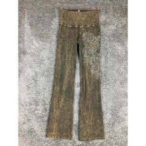 T Party Mineral Wash Flare Yoga Pants Studded Embroidered Brown Sz Large